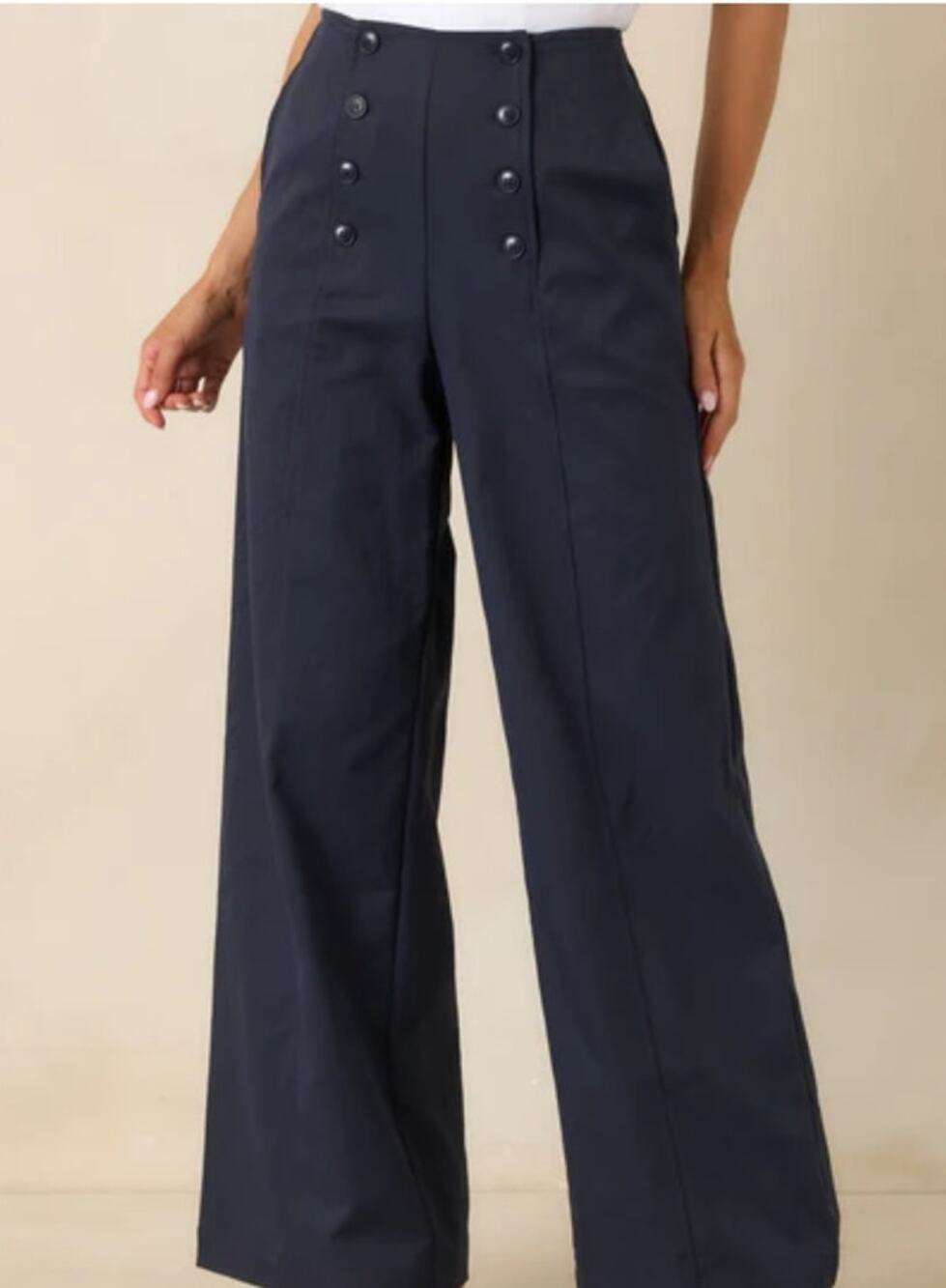 LOFT Sailor Wide Leg Chinos Navy High Rise 2P Coastal Old Money Classic Chic